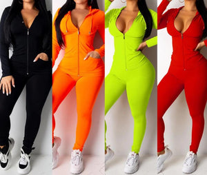 Two Piece Set Outfits Hoodies+Tights Sportswear S-3XL