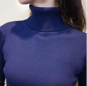 Women's Knitted Turtleneck Sweater Dress
