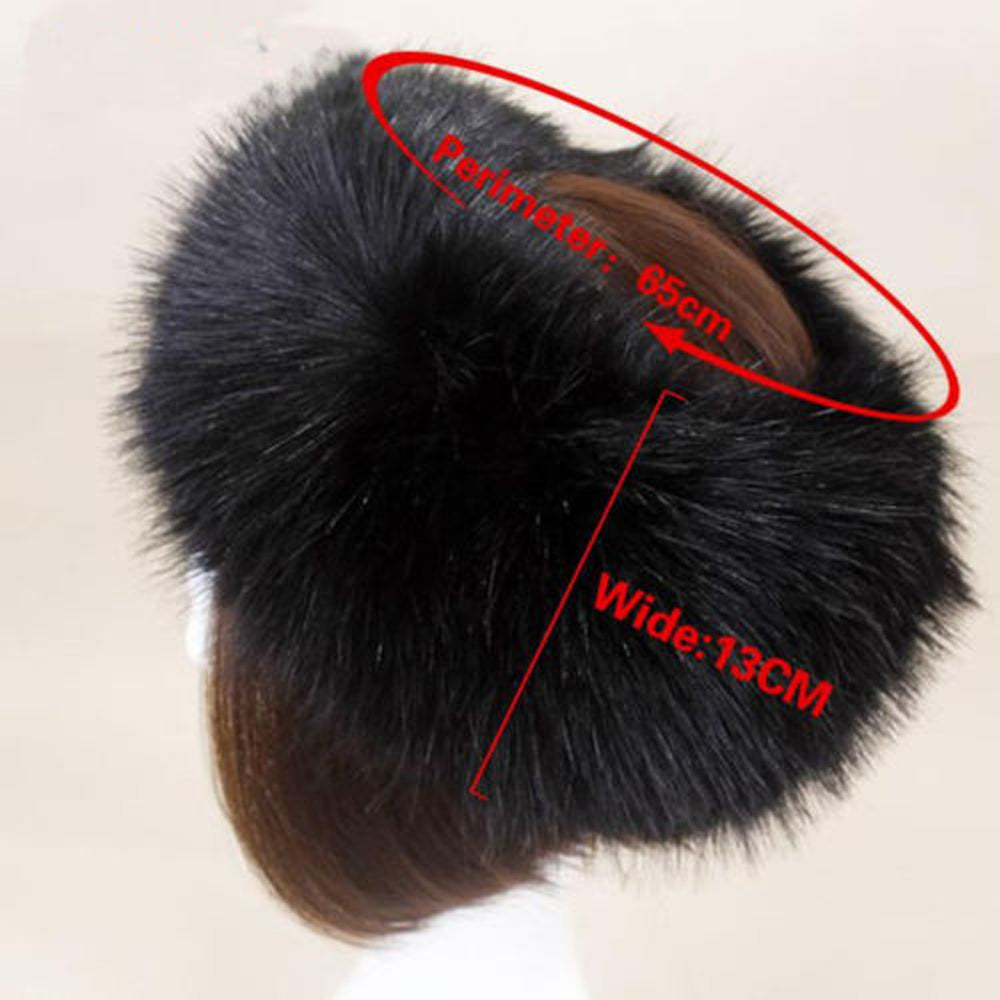 Women Thick Furry Fluffy Faux Fur Headband Hat