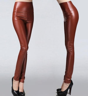Women's Thin Faux Leather Skinny Stretch Pants