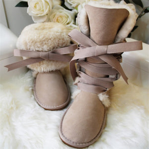Ladies 100% Sheepskin Real Fur Winter Snow Boots