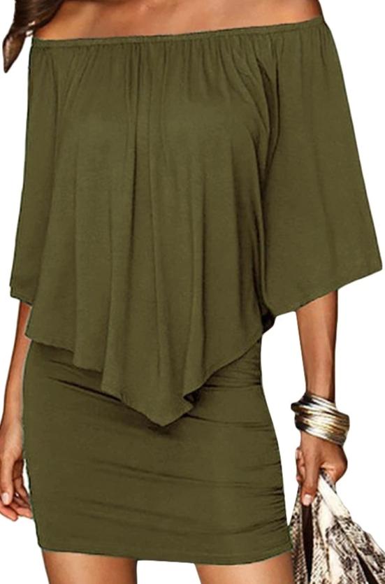 Ladies Long Sleeve Off the Shoulder Mini Dress