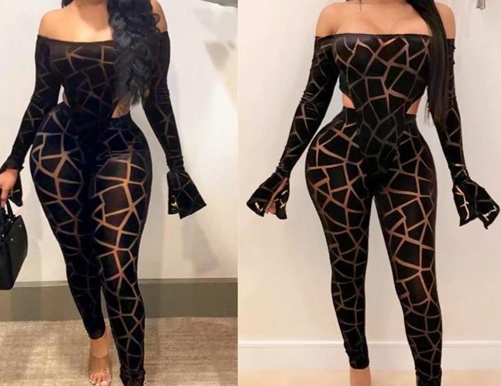 Women's Sexy Sheer Mesh Plaid Two Piece  Bodysuit