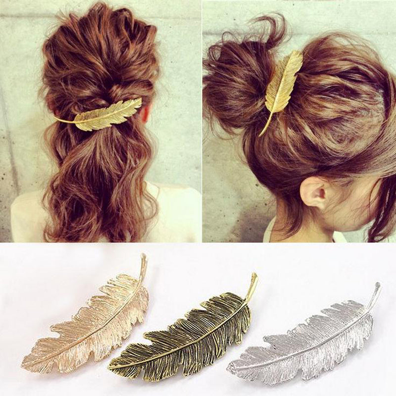 Female Gold / Silver Feather Hairpin