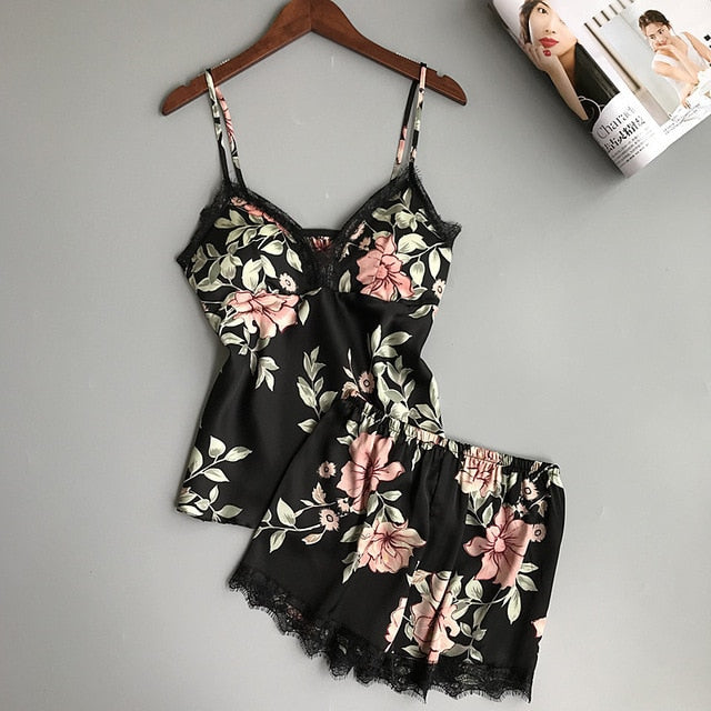 Women's 2 piece Lounge Sexy Satin Sleepwear