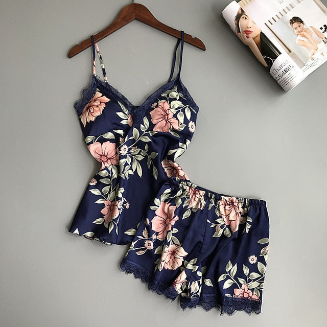 Women's 2 piece Lounge Sexy Satin Sleepwear
