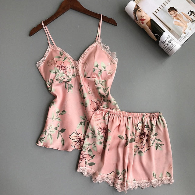 Women's 2 piece Lounge Sexy Satin Sleepwear