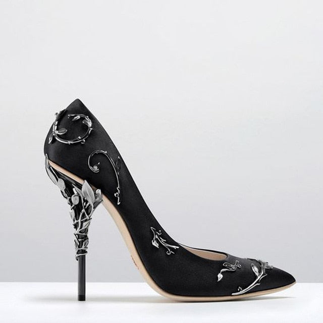 Women's High Heel Pointed Toe Flower Heel Shoes