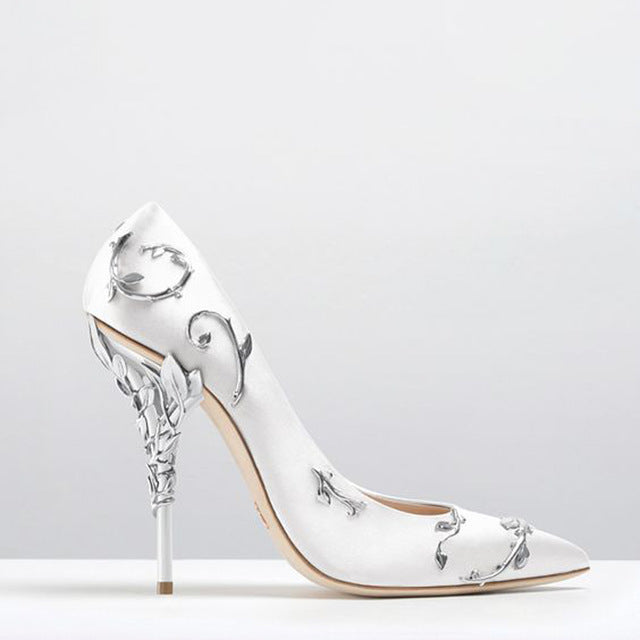 Women's High Heel Pointed Toe Flower Heel Shoes