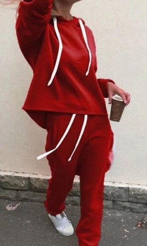 Women's Long Sleeve Thicken Hooded Sweatshirts 2 Piece Set