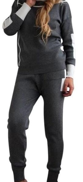 Woman's 2 piece Turtleneck Sweater + Knitted Slim Pants Tracksuit