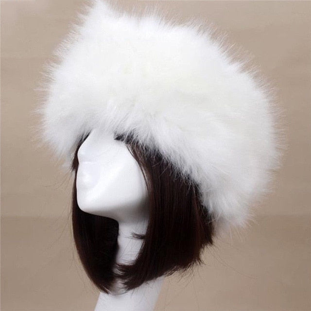 Women Thick Furry Fluffy Faux Fur Headband Hat