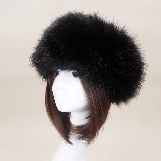 Women Thick Furry Fluffy Faux Fur Headband Hat