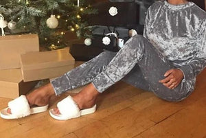 Velvet Hoodies + Long Pants 2 Pieces Female Set Casual Tracksuit