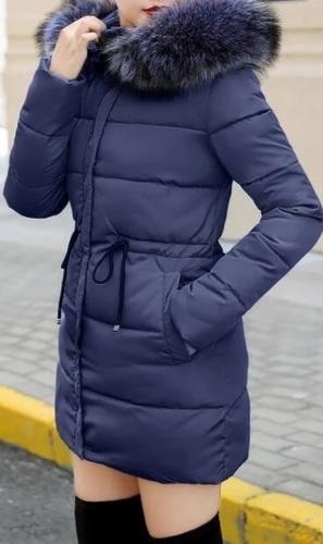 Ladies Winter Coat Artificial raccoon collar Thick Cotton Padded Lining