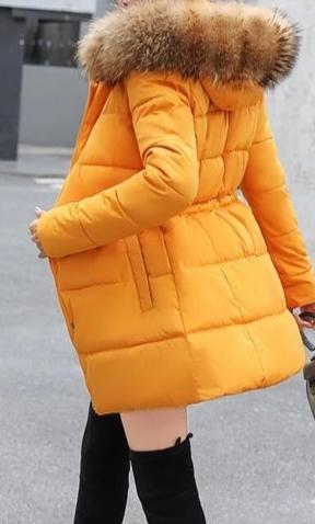 Ladies Winter Coat Artificial raccoon collar Thick Cotton Padded Lining