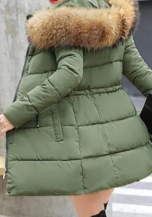 Ladies Winter Coat Artificial raccoon collar Thick Cotton Padded Lining