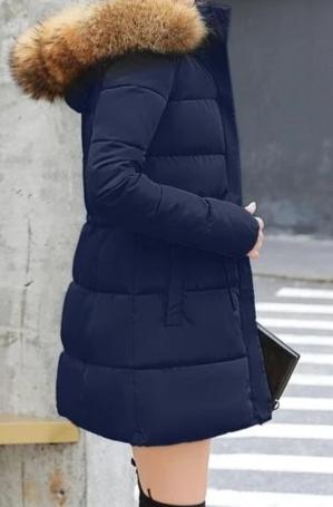 Ladies Winter Coat Artificial raccoon collar Thick Cotton Padded Lining