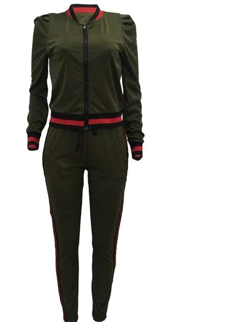 TWO PIECE Stripe jogger Women Sweatsuit