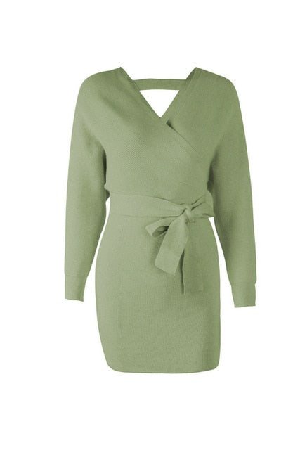 Women's Tangada knitted  long sleeve mini dress