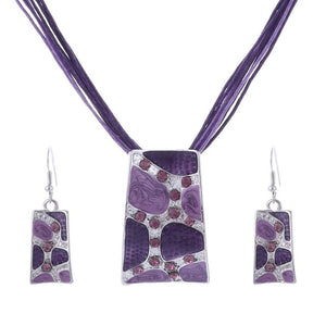 African Leather Chain Enamel Gem Jewelry Sets
