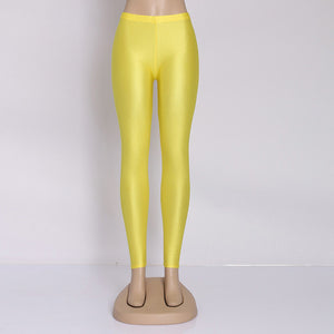 Women Solid Color Shinny Leggings