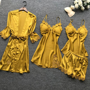 4 Piece Set Women's Lace Sleepwear lingerie